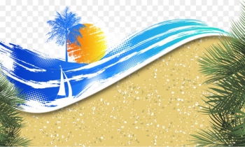 Banner Summer Beach - Graffiti beach background decoration vector 