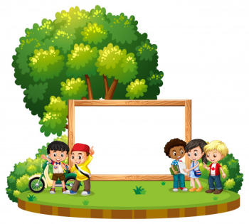 Banner with kids at the park Free Vector Banner with kids at the park Free Vector