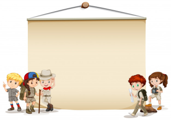 Banner with kids in outdoor costume Free Vector Banner with kids in outdoor costume Free Vector