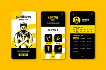 Barber shop booking app template Free Vector