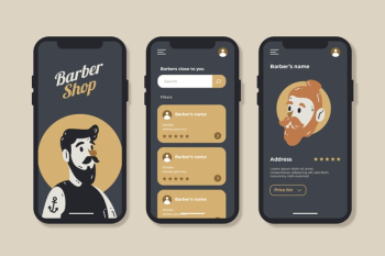 Barber shop booking application template Free Vector