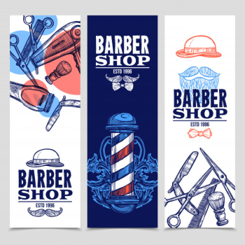 Barber shop vertical banners set Barber shop vertical banners set