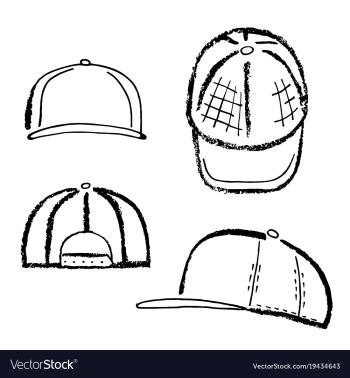 Baseball tennis rap cap outlined template vector image Baseball tennis rap cap outlined template vector image