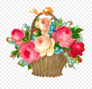 Basket Flower Pink Clip art - Vintage Flower Cliparts 
