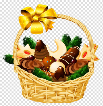 Basket of sweet pastry , Gift basket Christmas Hamper , Holiday Christmas Basket transparent background PNG clipart