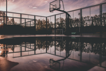 Basketball Hoop Reflecting on Water Basketball Hoop Reflecting on Water