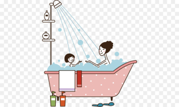 Bathing Bathtub Mother Child Bubble bath - Vector painted bathtub 