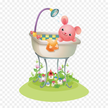 Bathing Logo Cartoon - Bathing bunny 