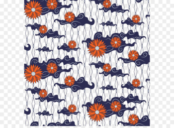 Batik pattern Blue and white pottery Pattern - Vector batik pattern with flowers and clouds 
