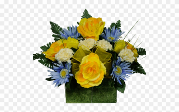 Bb/78, Daisies On Blue - Blue Daisies Yellow Roses Bb/78, Daisies On Blue - Blue Daisies Yellow Roses