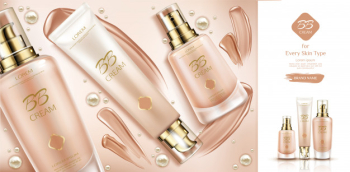 Bb cream beauty cosmetics and smears for skin foundation. Free Vector Bb cream beauty cosmetics and smears for skin foundation. Free Vector