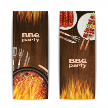 Bbq grill party vertical banners set Free Vector Bbq grill party vertical banners set Free Vector
