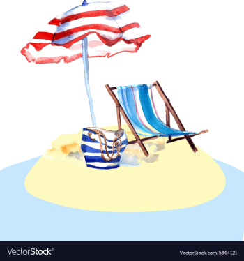 Beach chair on island vector image Beach chair on island vector image