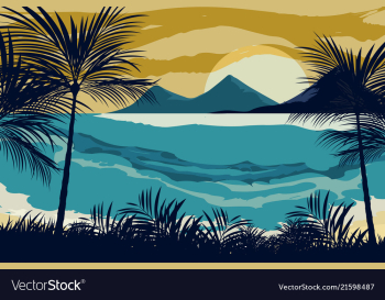 Beach on the evening vector image Beach on the evening vector image