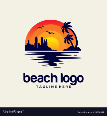 beach sunset logo design