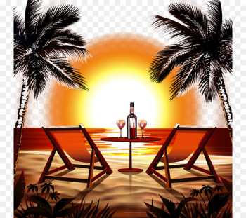 Beach Sunset Stock photography Clip art - Vector illustration beach sunset 