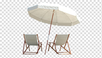 Beach umbrella and bed , Travel Package tour Hotel Beach Vacation, White Parasol Beach chair summer transparent background PNG clipart