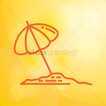 Beach umbrella fixated in sand Beach umbrella fixated in sand