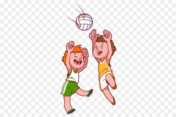 Beach volleyball Child Clip art - Cartoon kids playing volleyball 