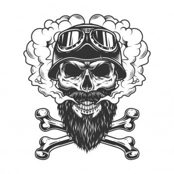 Bearded and mustached biker skull Free Vector Bearded and mustached biker skull Free Vector
