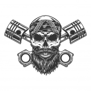 Bearded and mustached biker skull Free Vector Bearded and mustached biker skull Free Vector