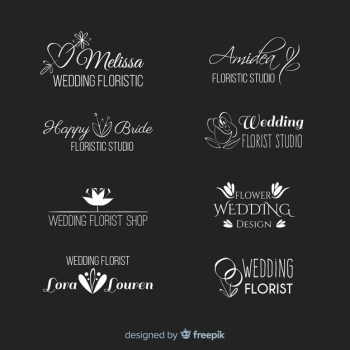 Beautiful and elegant logo or logotype set for wedding or florist Free Vector