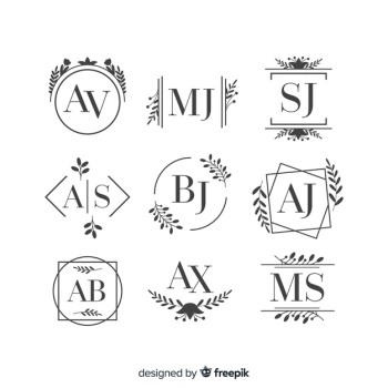 Beautiful and elegant logo or logotype set for wedding or florist Free Vector