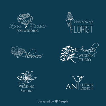 Beautiful and elegant logo or logotype set for wedding or florist Free Vector