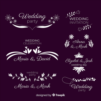 Beautiful and elegant logo or logotype set for wedding or florist Free Vector
