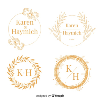 Beautiful and elegant logo or logotype set for wedding or florist Free Vector
