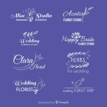 Beautiful and elegant logo or logotype set for wedding or florist Free Vector