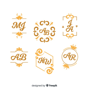 Beautiful and elegant logo or logotype set for wedding or florist Free Vector