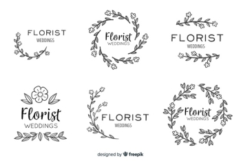 Beautiful and elegant logo or logotype set for wedding or florist Free Vector