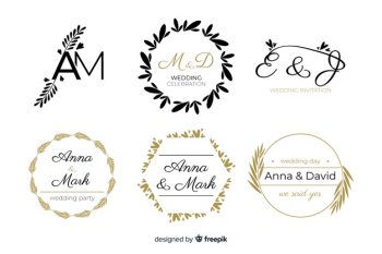 Beautiful and elegant logo or logotype set for wedding or florist Free Vector