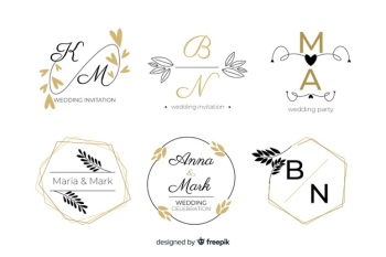 Beautiful and elegant logo or logotype set for wedding or florist Free Vector