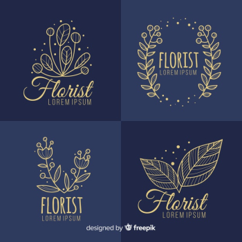 Beautiful and elegant logo or logotype set for wedding or florist Free Vector