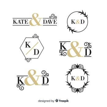 Beautiful and elegant logo or logotype set for wedding or florist Free Vector