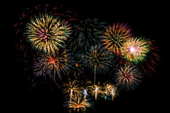 Beautiful fireworks display on black sky Beautiful fireworks display on black sky