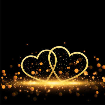 Beautiful golden hearts on sparkles background