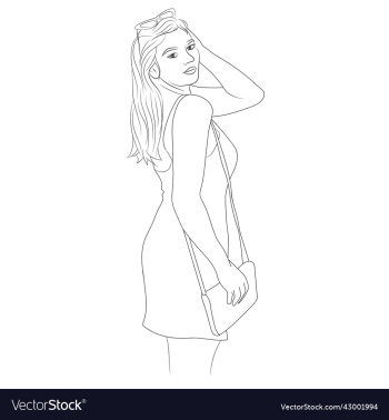 beautiful hand-drawn standing woman