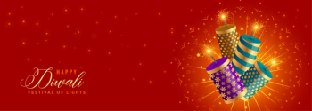 Beautiful happy diwali crackers celebration banner Free Vector Beautiful happy diwali crackers celebration banner Free Vector