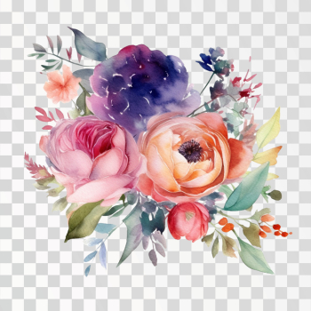 Beautiful watercolor flowers PNG