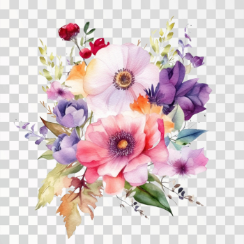 Beautiful watercolor flowers PNG