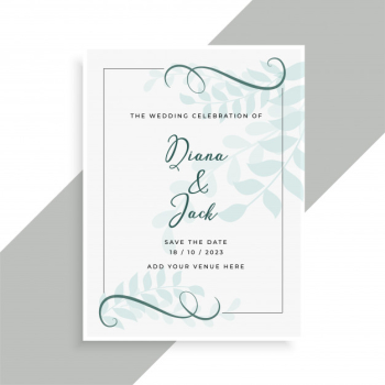 Beautiful wedding card design with leaves pattern