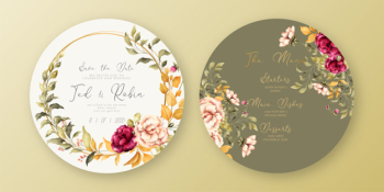 Beautiful wedding menu and invitation template Free Vector Beautiful wedding menu and invitation template Free Vector