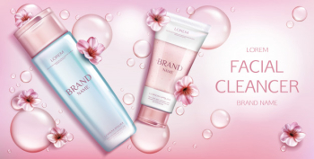 Beauty cosmetic product on pink Free Vector Beauty cosmetic product on pink Free Vector