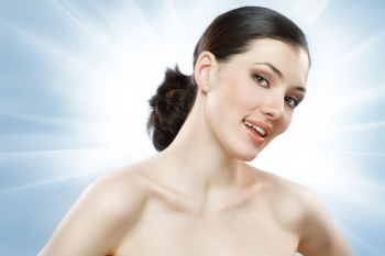 beauty girl on the blue background beauty girl on the blue background