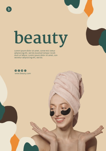 Beauty poster template with a woman Free Psd