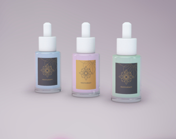 Beauty products mockup of three bottles Free Psd