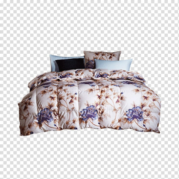 Bed frame Hotel Down feather Pillow, Winter quilt five-star hotel transparent background PNG clipart